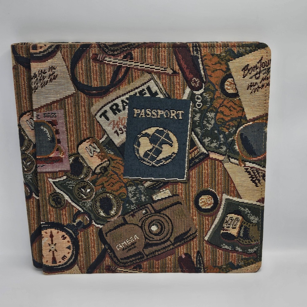 Creative Memories Travel Theme Tapestry Photo Album Scrapbook Passport Airplane